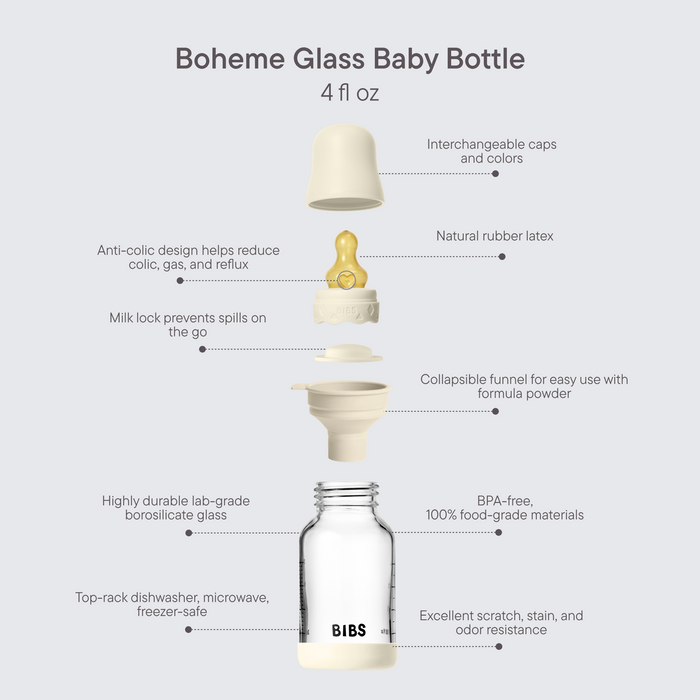 Baby Glass Bottle Boheme Set 4oz Latex - Blush - Bibsworld store US