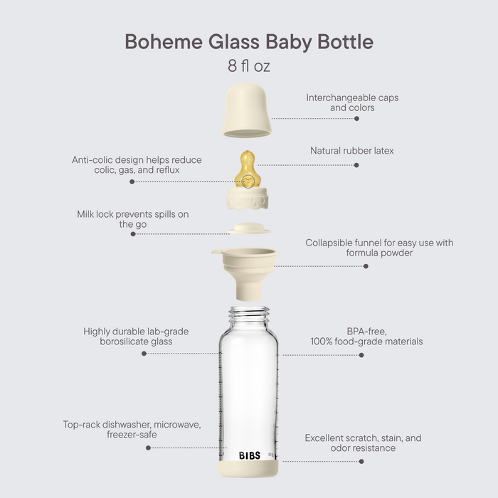 Baby Glass Bottle Boheme Set 8oz Latex - Blush - Bibsworld store US