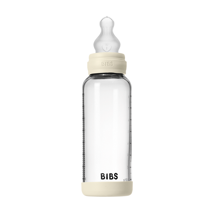 Baby Glass Bottle Set 8oz Silicone - Ivory - Bibsworld store US