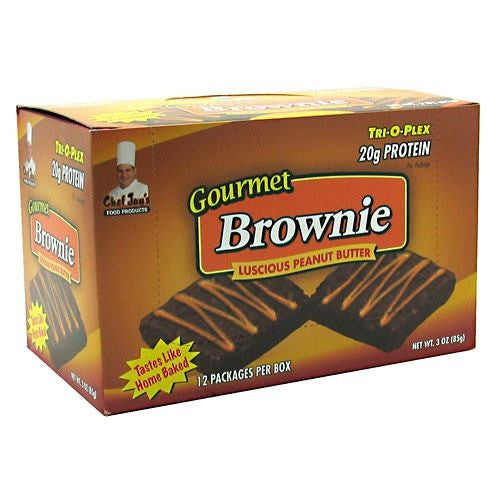 Chef Jays Tri-O-Plex Gourmet Brownie - Luscious Peanut Butter - 12 Packages - 678991251109