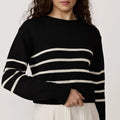 Stripe field sweater in black with white stripes from Laude the Label