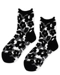 Hansel from Basel floral black pop sheer crew sock