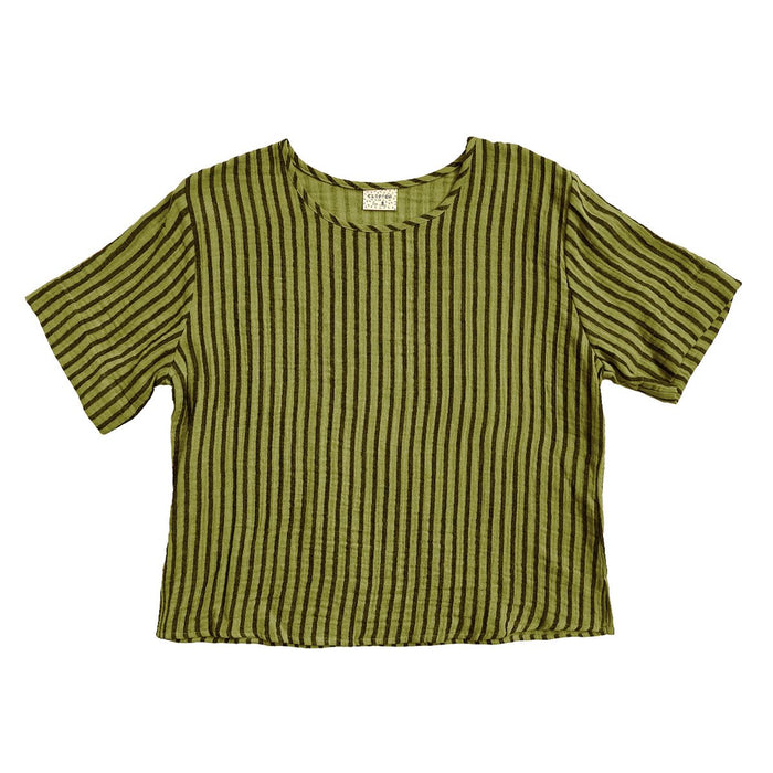 Hanna boxy tee from Curator in avocado stripe