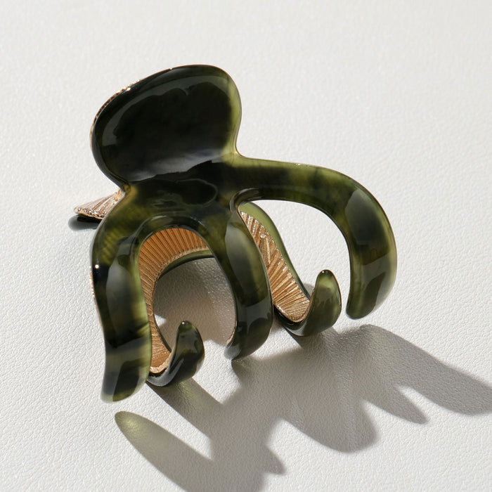 Jade Octopus Metal Claw Clip - Small