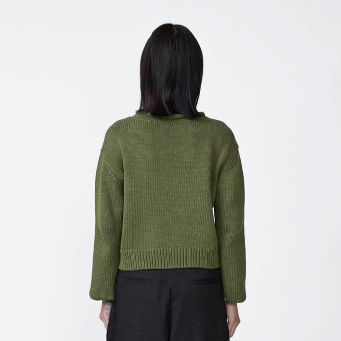 Laude the Label Mare Olive cropped rolled neck sweater