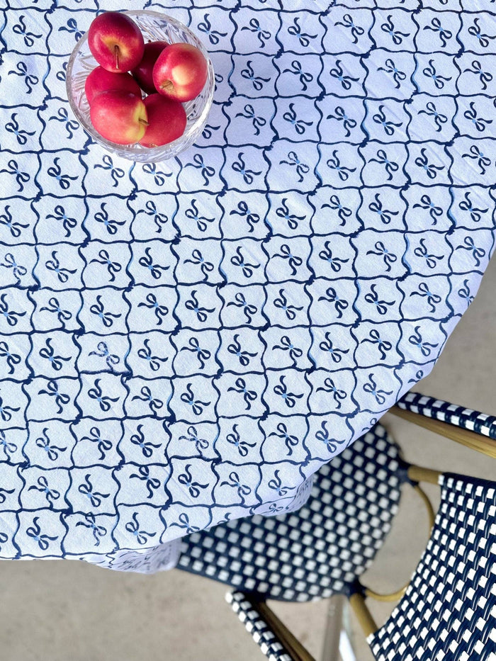 Mended - Table Throw - Lattice Bow, Uniform Blue & Navy