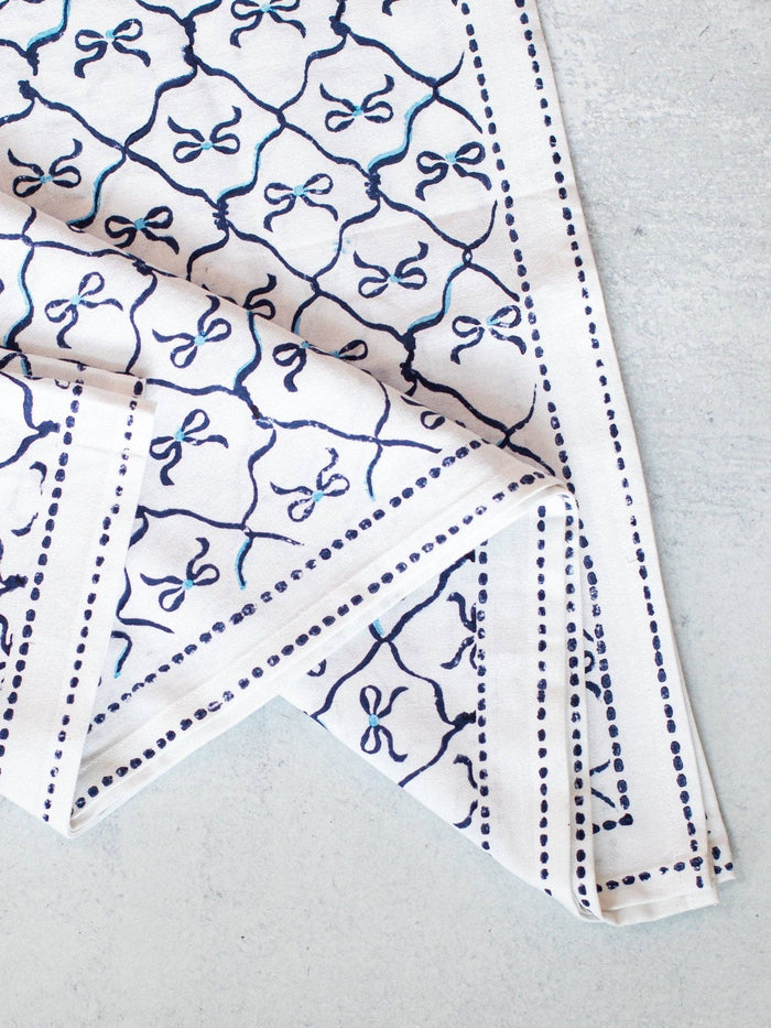 Mended - Table Throw - Lattice Bow, Uniform Blue & Navy