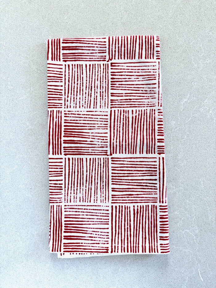 Mended - Table Throw - Striped, Red