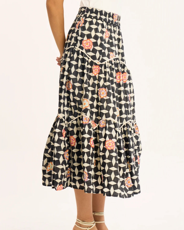 Rujuta Sheth moss skirt in atlas floral motif