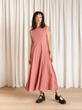 Ali Golden paneled midi dress in poppy & ice gingham