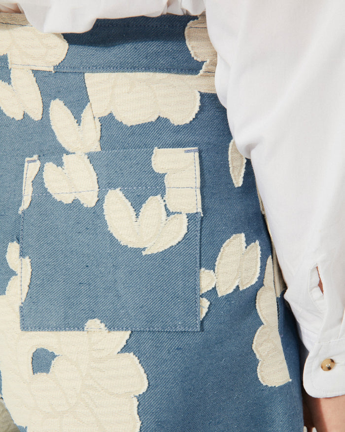 Rita Row blue floral peony pant with flowers and a high waist at Clad, a sustainable clothing shop in Asheville, NC