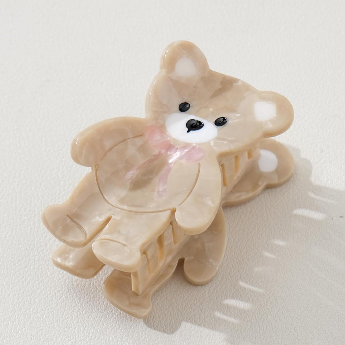 Petite Bow Teddy Bear Claw Clip - Small