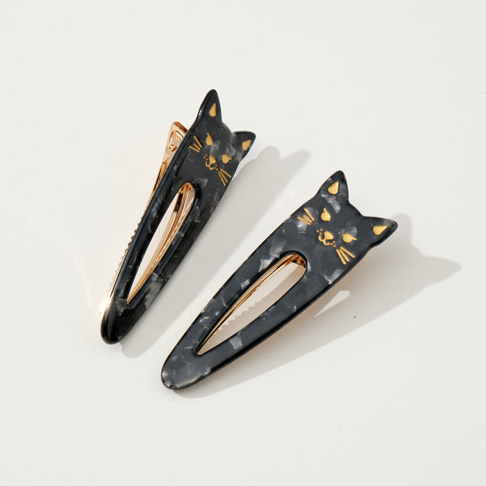 Pointed Cat Face Barrette Hair Clip