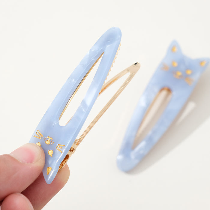 Pointed Cat Face Barrette Hair Clip