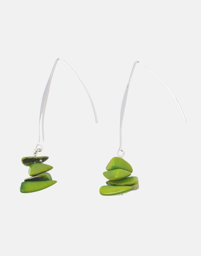 Pretty Pink Eco-Jewellery - Tagua Shavings Drop Earrings: Pink