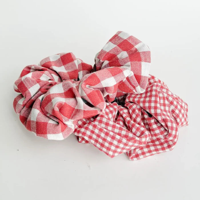 Red Gingham Scrunchies (Set of 2)