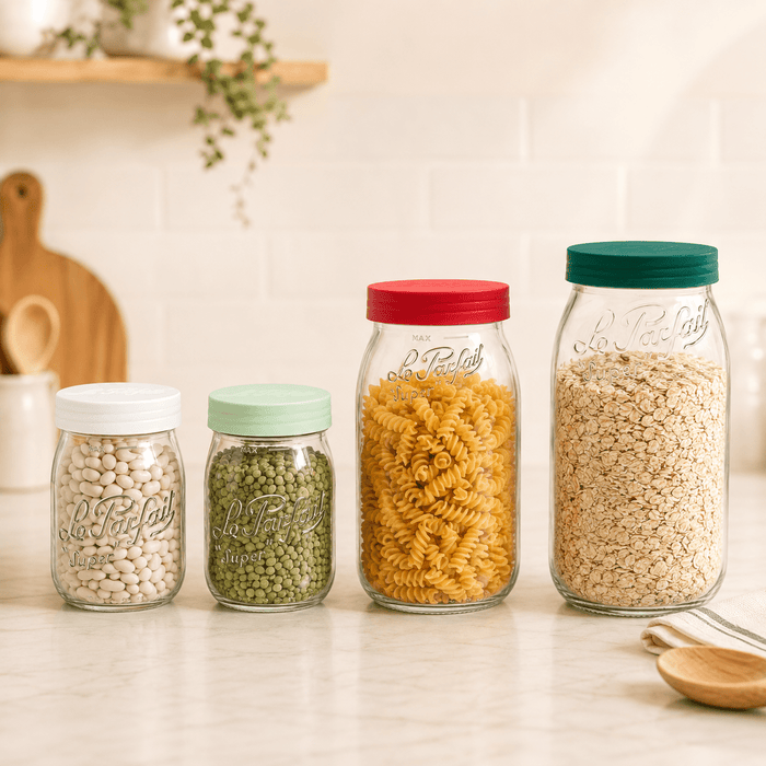 Screw Top Pantry Starter Kit - 4 Glass Jars - Le Parfait America