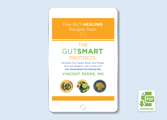 Tablet preview of 'Five Gut-Healing Recipes from The GutSMART Protocol' PDF download.