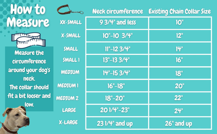 Alternative Dog Training Collars Size Chart
