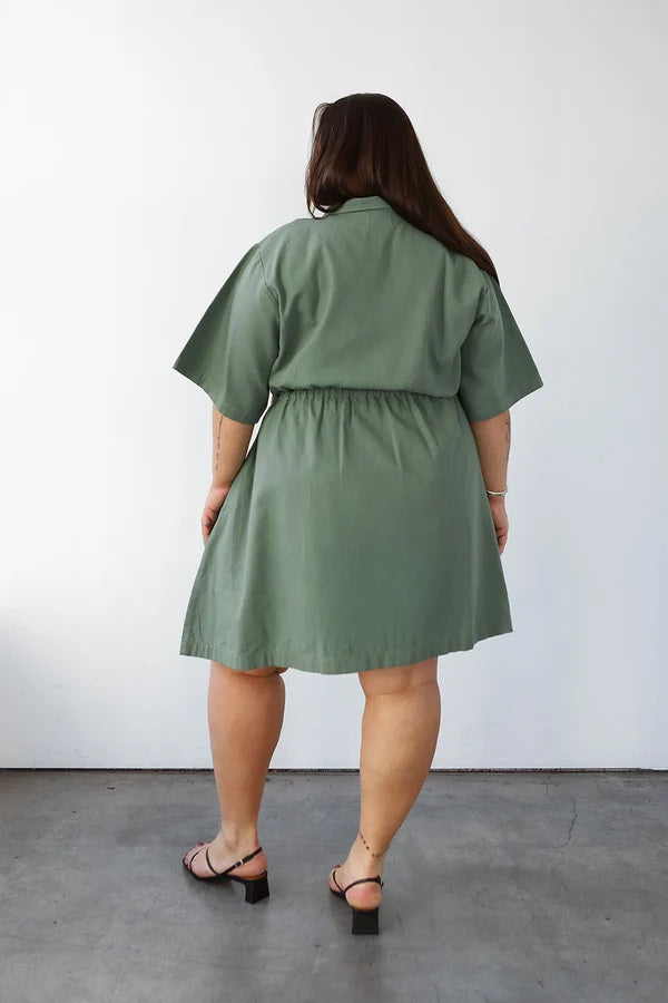 Noble utility dress in sea glass green