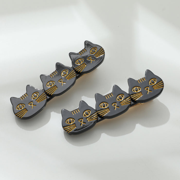 Zoe 3 Cat Face Barrette Hair Clip (Set of 2)