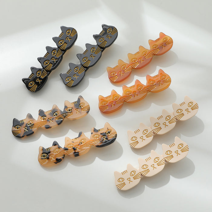 Zoe 3 Cat Face Barrette Hair Clip (Set of 2)