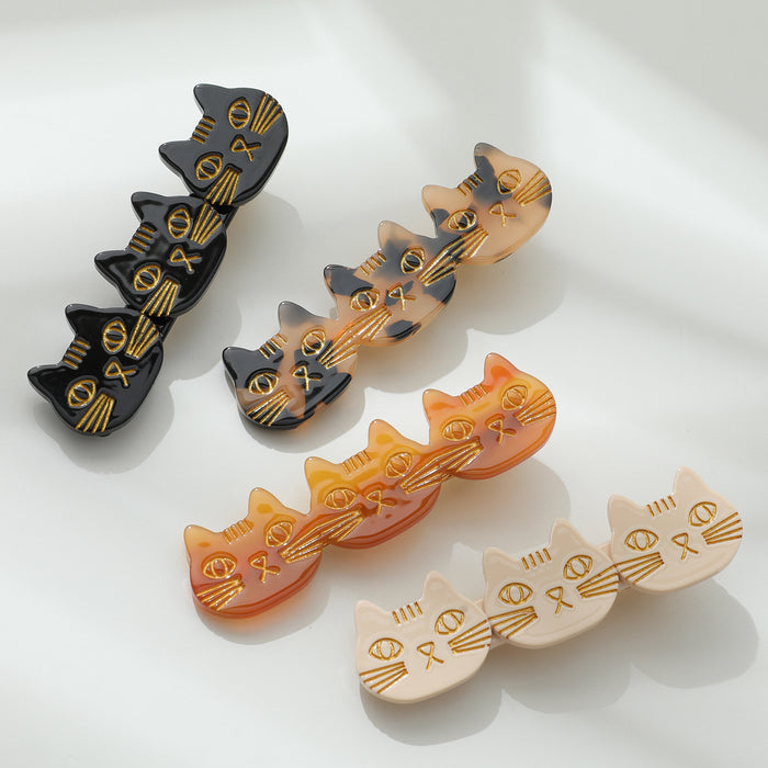 Zoe 3 Cat Face Barrette Hair Clip (Set of 2)
